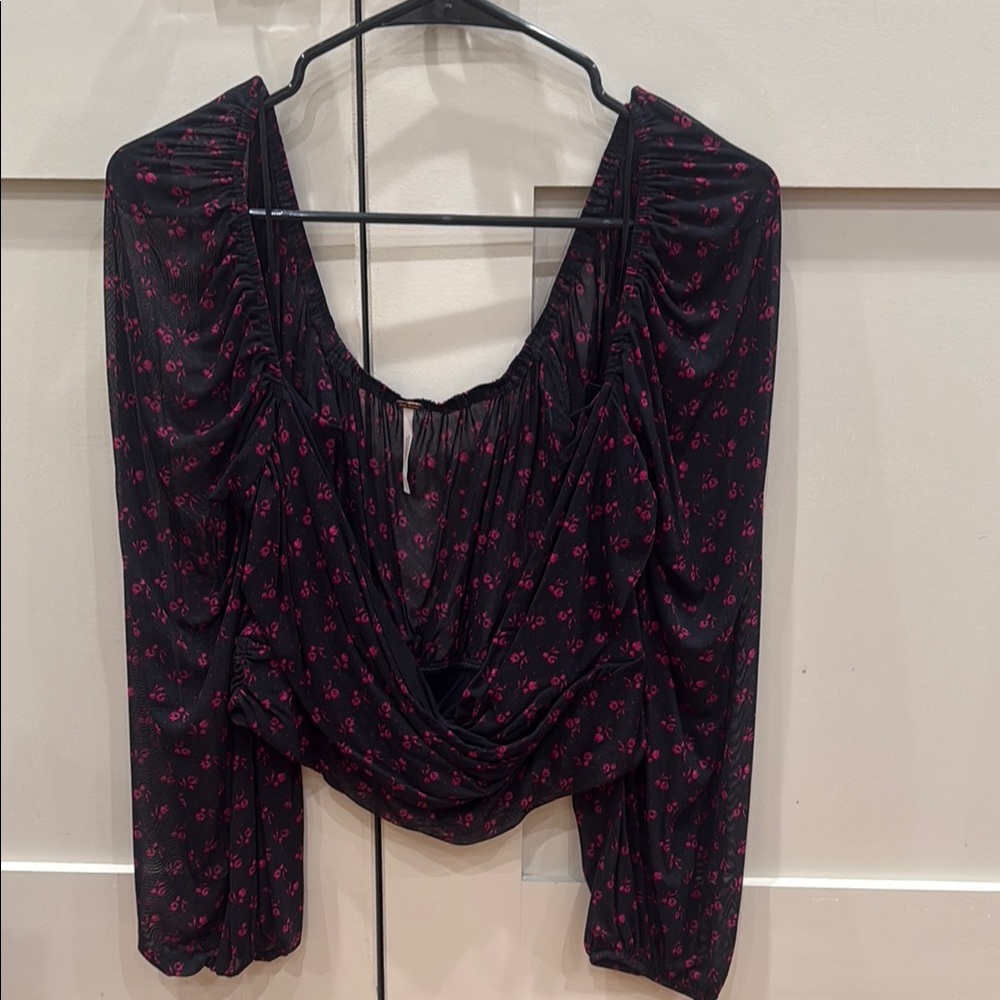 Floral Black and Pink Women's Top